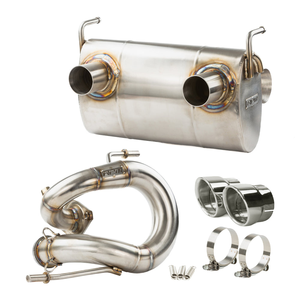 RPM Kawasaki H2 3/4 Exhaust – 2.5" Mid Pipe + Chambered Muffler | Straight or E-Valve Option