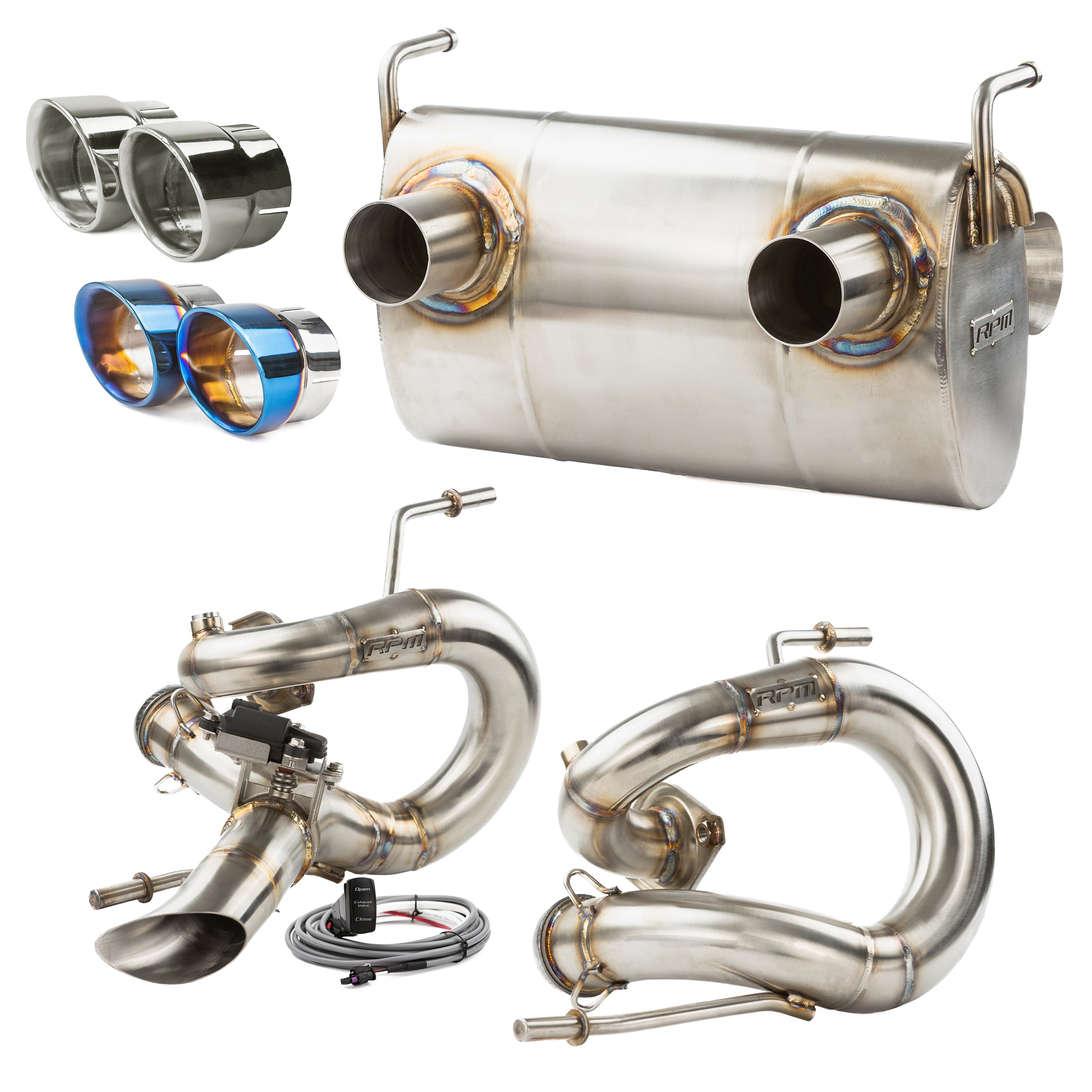 RPM Kawasaki H2 3/4 Exhaust – 2.5" Mid Pipe + Chambered Muffler | Straight or E-Valve Option