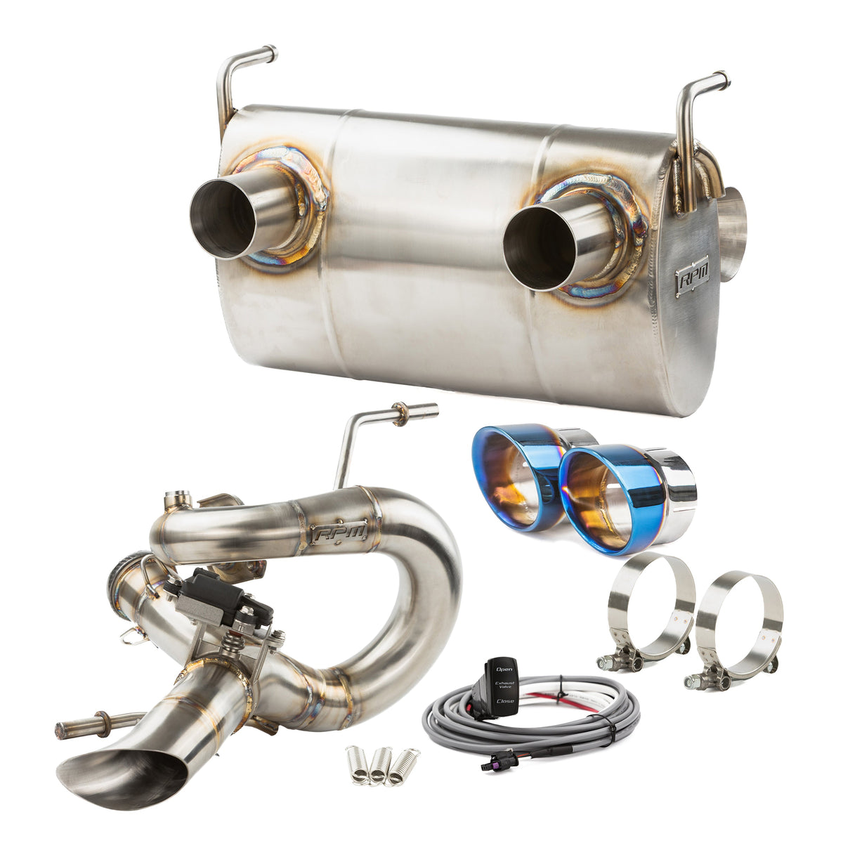 RPM Kawasaki H2 3/4 Exhaust – 2.5" Mid Pipe + Chambered Muffler | Straight or E-Valve Option